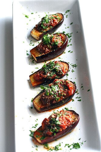 Baby Eggplant Recipes Baked
 Roasted Baby Eggplant with Caponata Sauce Steamy Kitchen