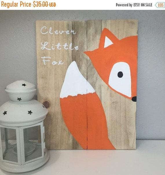 Baby Fox Decor
 ON SALE Clever little fox sign fox nursery sign fox