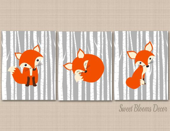 Baby Fox Decor
 Fox Nursery Wall ArtGray Fox Nursery Wall ArtWoodland