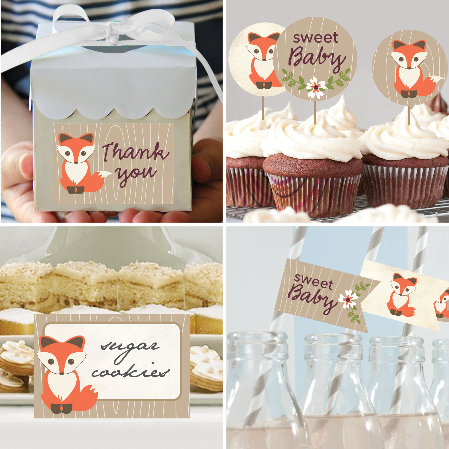 Baby Fox Decor
 Instant Download Baby Fox Theme Baby Shower Package DIY