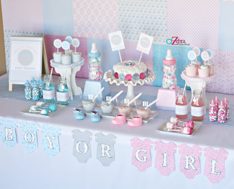 Baby Gender Reveal Party Ideas For Twins
 A Gender Reveal Party using Chevron Stripes and Polka
