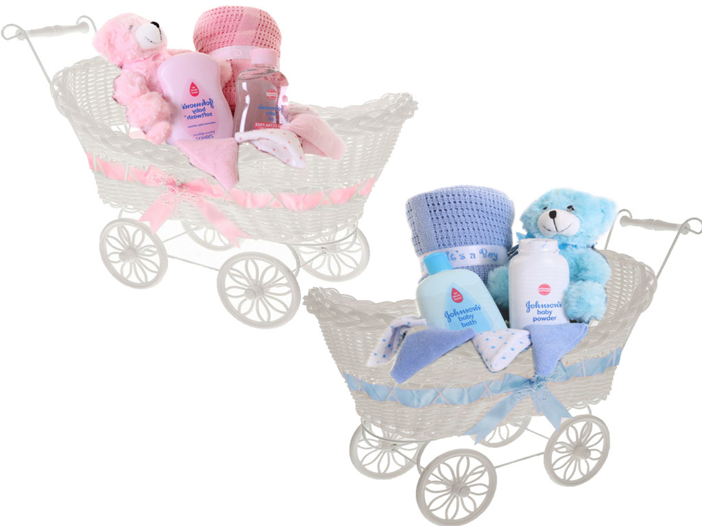 Baby Gifts Uk
 LARGE BABY PRAM HAMPER WICKER BASKET BABY SHOWER PARTY