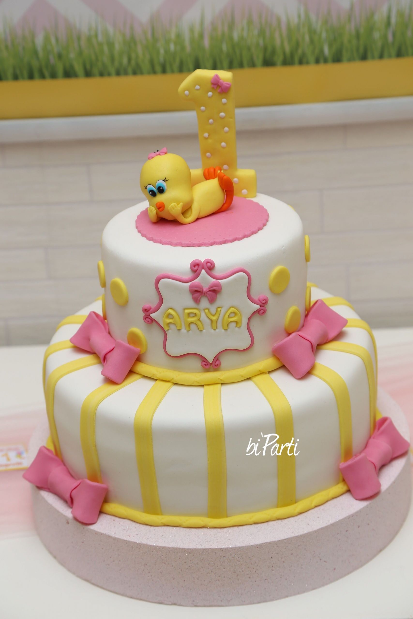 Baby Girl Birthday Cakes
 Tweety cake Yellow pink cake Baby girl cake First
