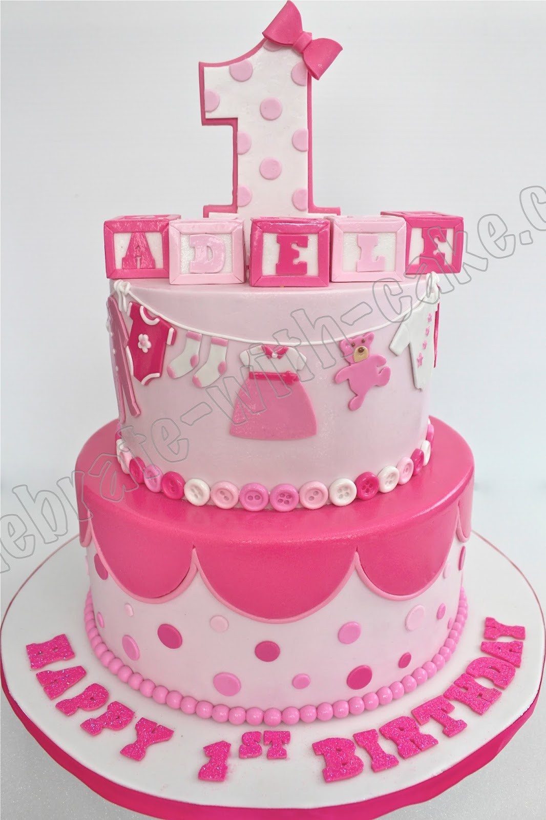 Baby Girl Birthday Cakes
 Celebrate with Cake 1st Birthday Baby Girl Tier Cake