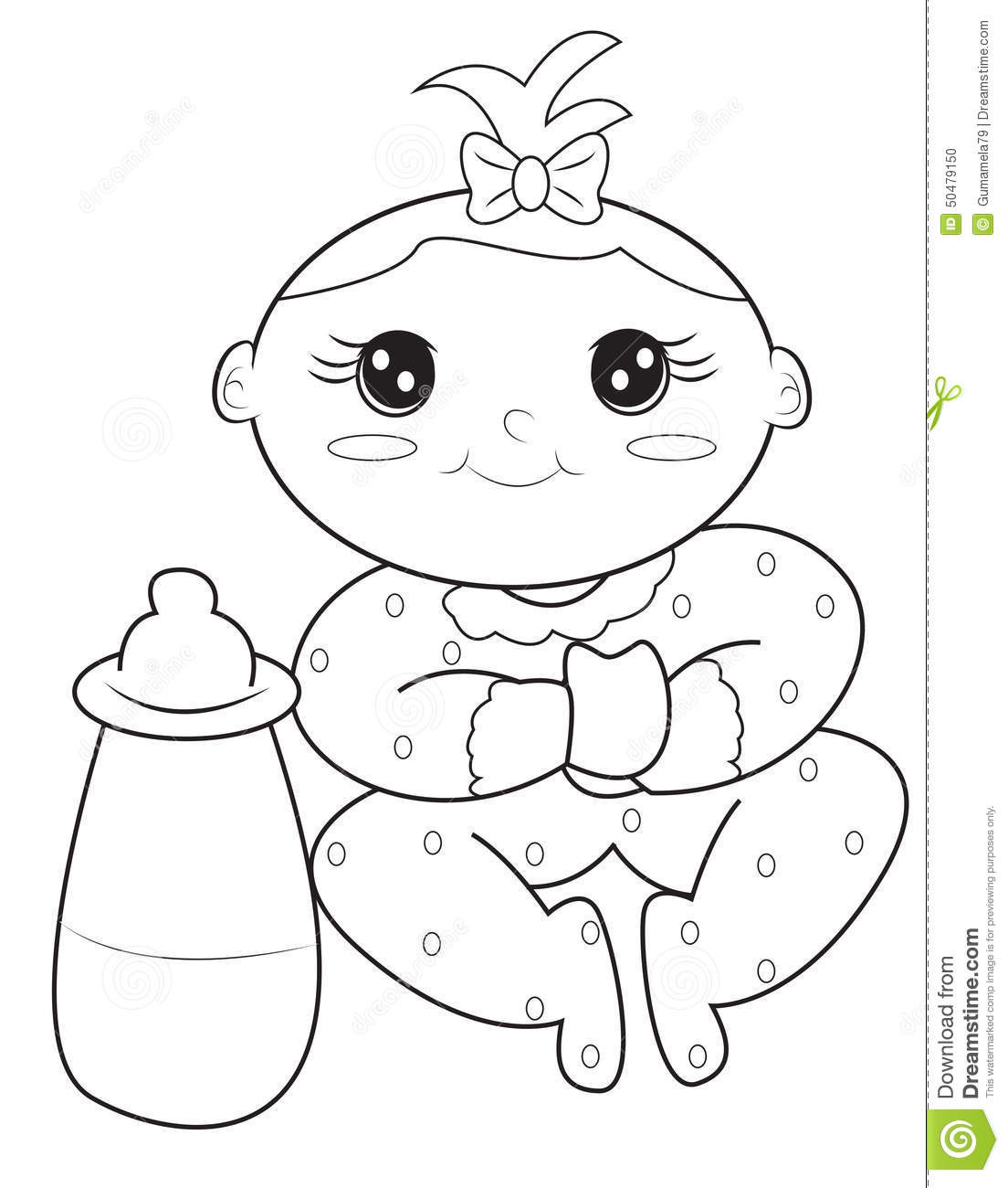 Baby Girl Coloring Pages
 Baby girl coloring page stock illustration Illustration
