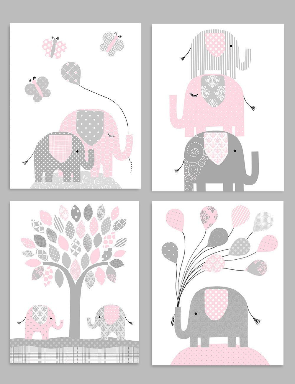 Baby Girl Elephant Decor
 Elephant Nursery Decor Gray and Pink Girl Zoo Nursery