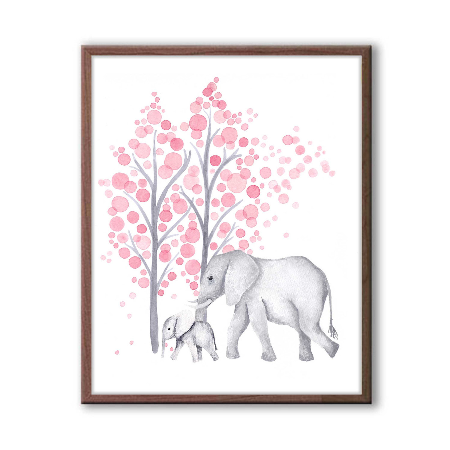 Baby Girl Elephant Decor
 Mom and Baby Elephant Print Baby Girl Nursery Decor Pink and