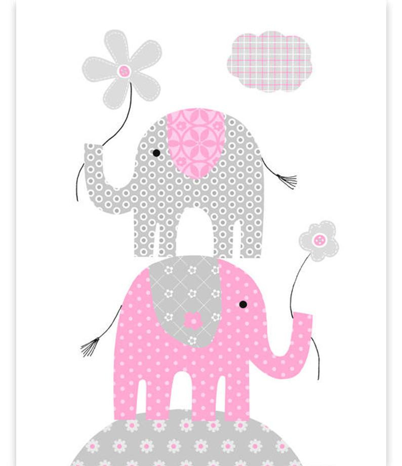 Baby Girl Elephant Decor
 Elephant Nursery Gray and Pink Baby Girl Decor Baby Wall
