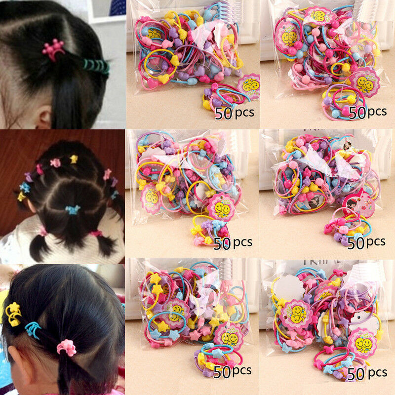 Baby Girl Hair Ties
 50pcs Rubber Band Elastic Hair Bands Kids Baby Hair Ties