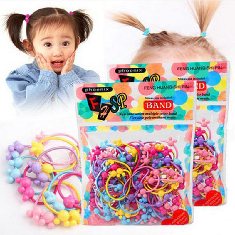 Baby Girl Hair Ties
 50 Pcs Cute Round Ball Kids Hair Band Baby Elastic Hair