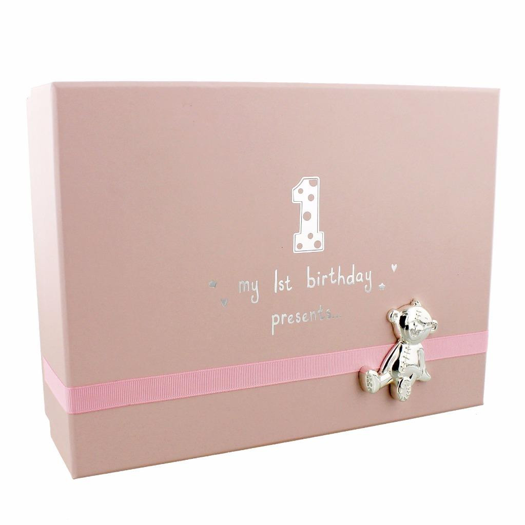 Baby Girl Keepsake Gifts
 Baby Girl 039 S 1st Birthday Gift Keepsake BOX With Teddy