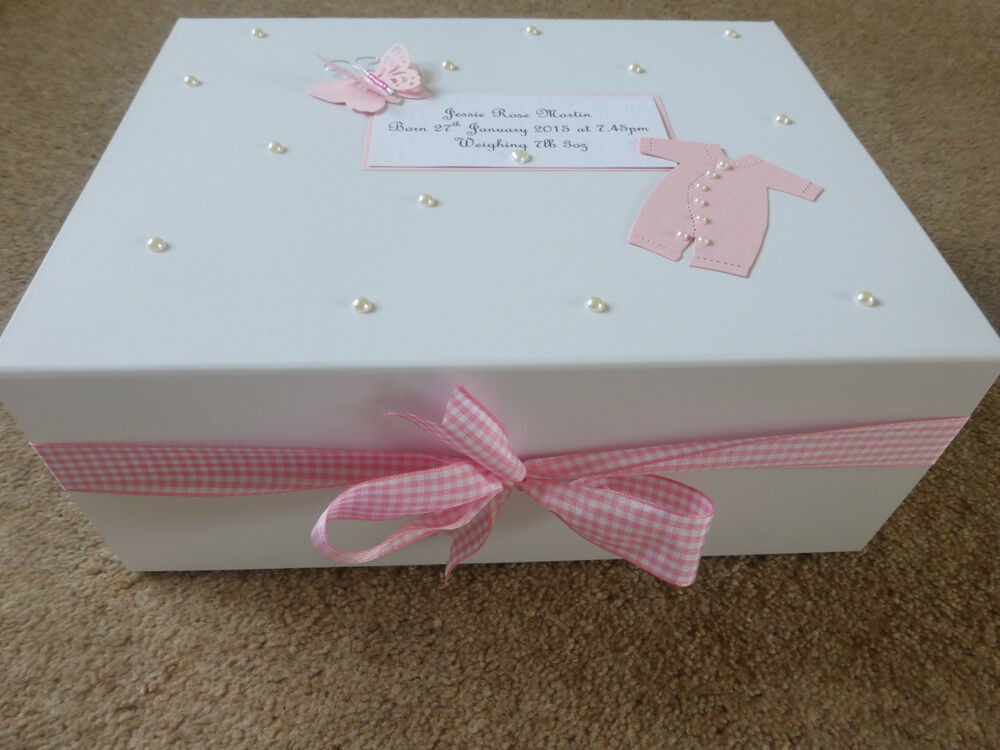 Baby Girl Keepsake Gifts
 Personalised memory Box New Baby Keepsake Box pink blue