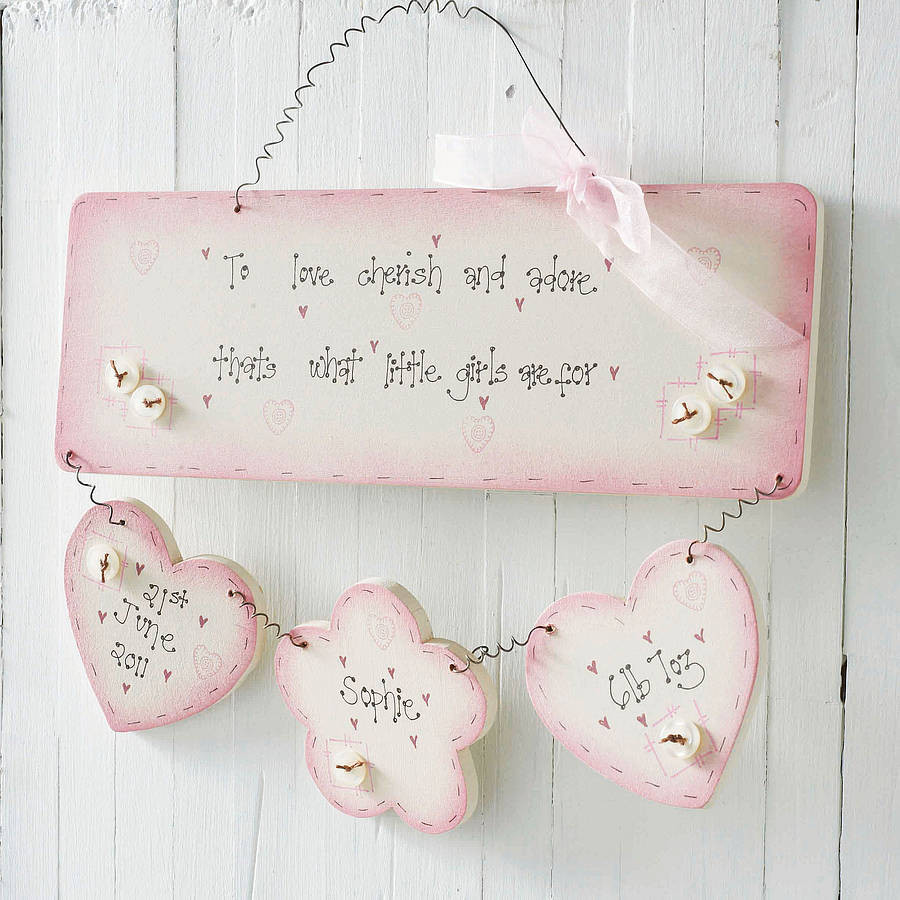 Baby Girl Keepsake Gifts
 personalised handmade baby girl birth plaque keepsake by