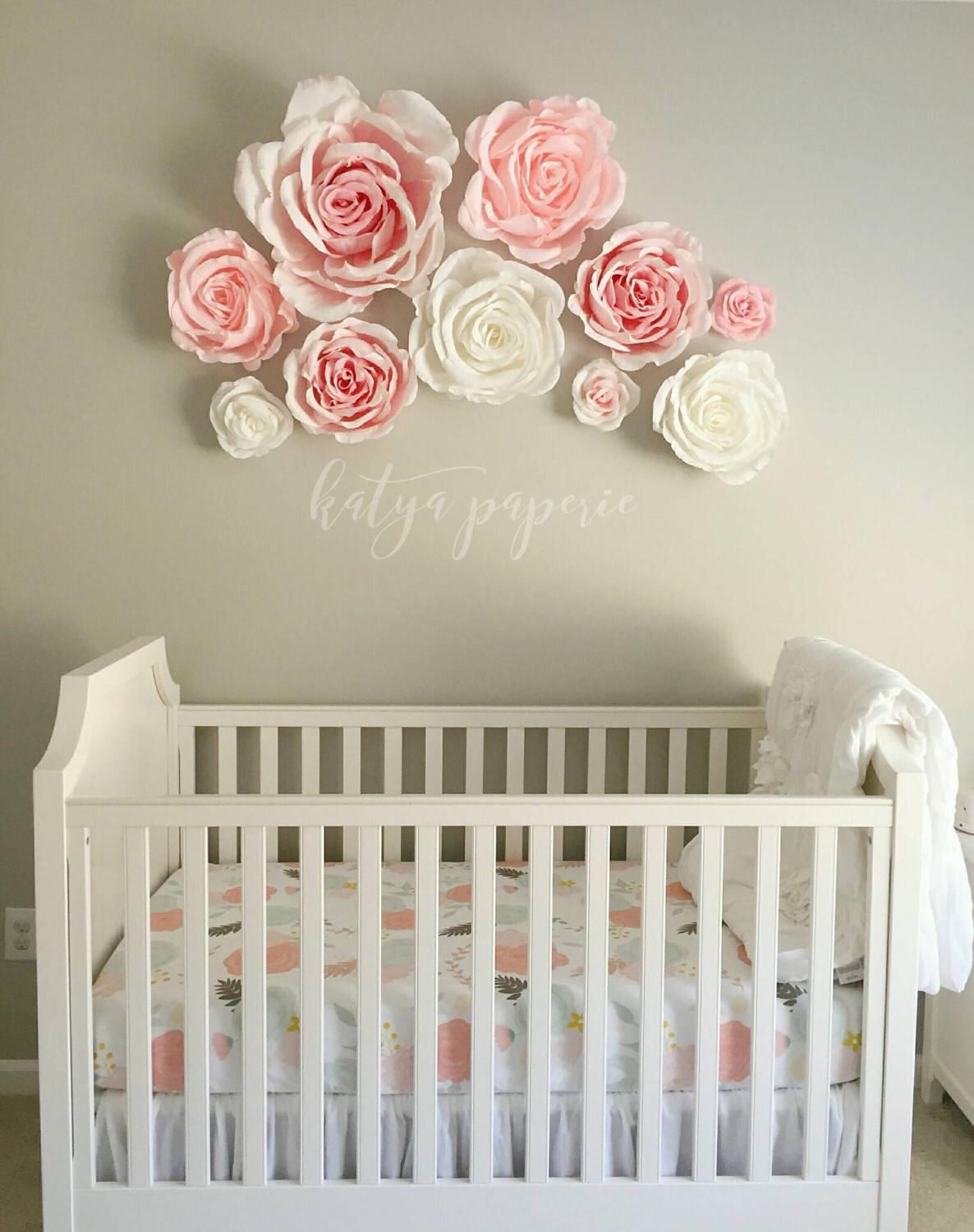 Baby Girl Nursery Wall Decor Ideas
 Nursery wall paper flowers Paper flower wall display