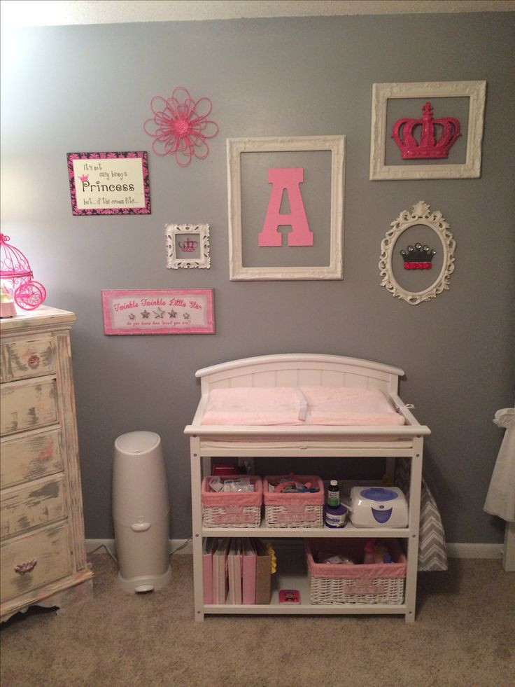 Baby Girl Wall Decor Ideas
 Baby girls nursery Pink and gray DIY wall decor