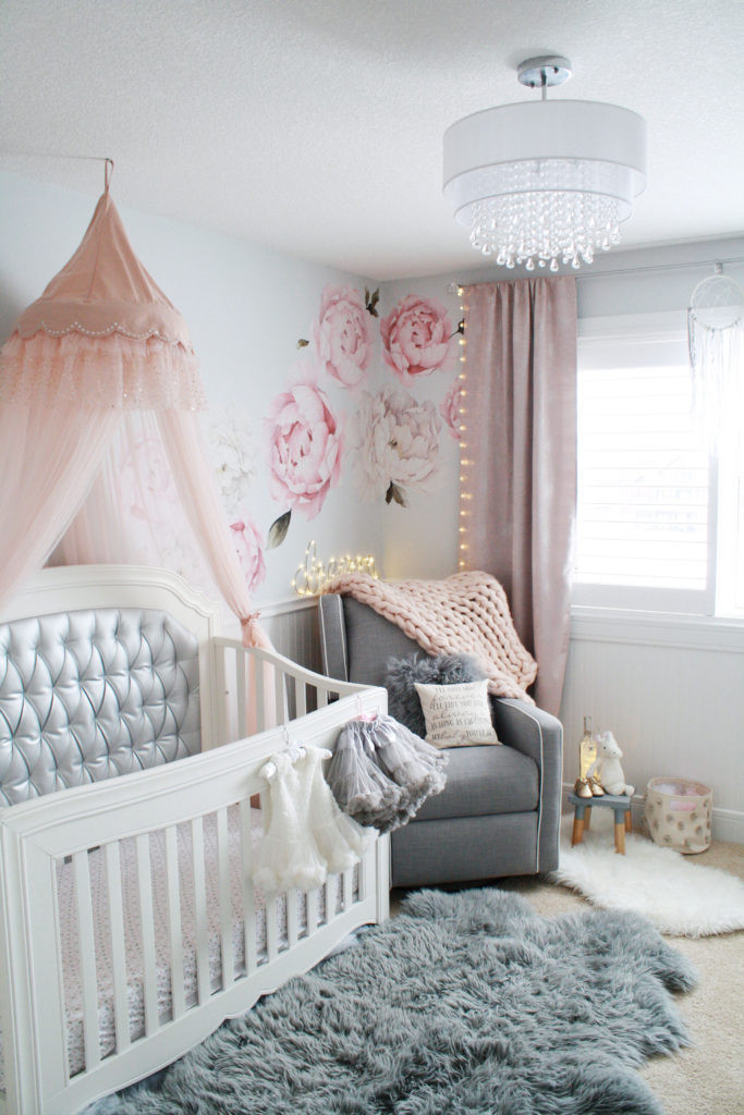 Baby Girl Wall Decor Ideas
 Glamorous pink and gray nursery • Baby girl nursery in