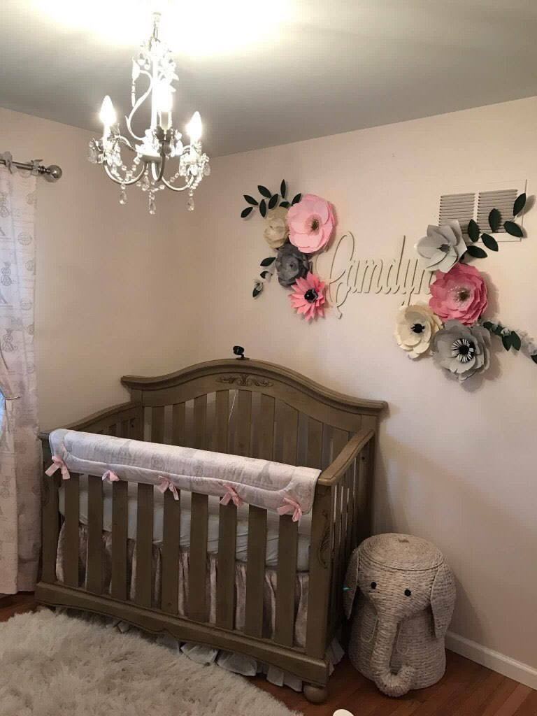 Baby Girl Wall Decor Ideas
 Paper Flower Wall Nursery Decor Gray Backdrop Cake Smash