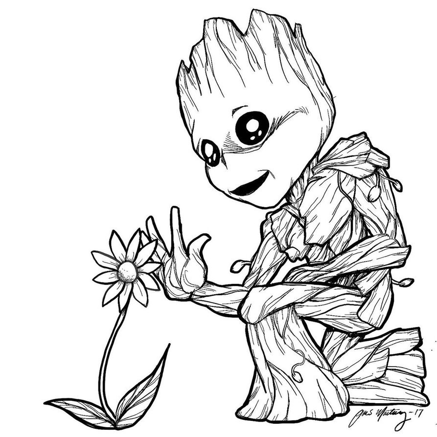 Baby Groot Coloring Page
 Groot Drawing at GetDrawings