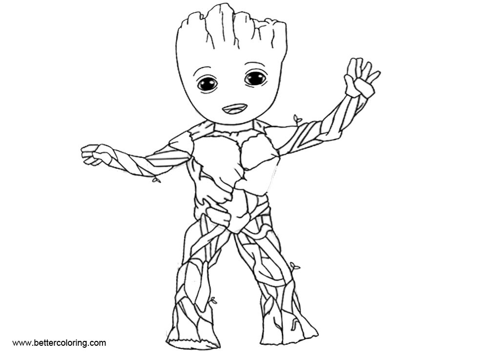 Baby Groot Coloring Page
 Baby Groot Coloring Pages Line Drawing Free Printable