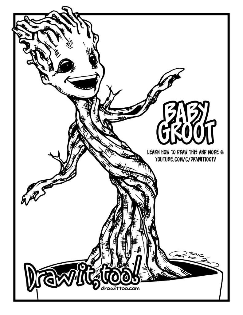 Baby Groot Coloring Page
 Baby Groot Guardians of the Galaxy