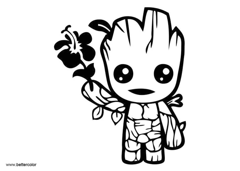 Baby Groot Coloring Page
 Cute Baby Groot Coloring Pages from Guardians of the