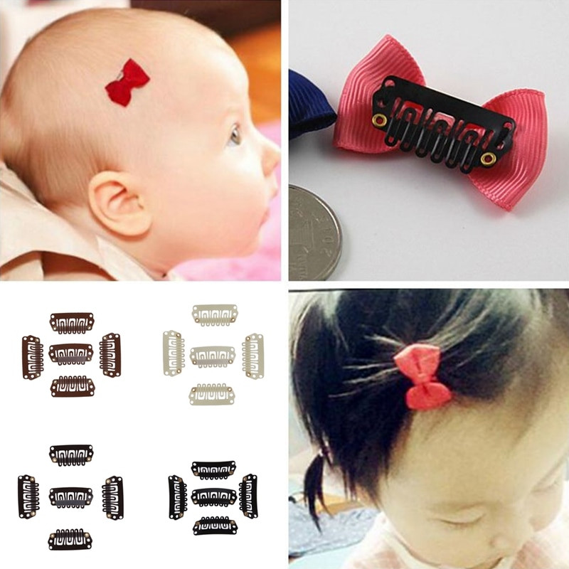 Baby Hair Pieces
 50 Pcs lot Solid Dot Baby Mini Small Hair Clips Weft Snap