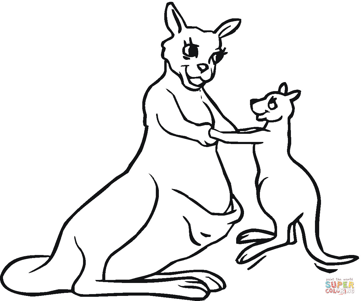 Baby Kangaroo Coloring Page
 Baby Kangaroo with Mother coloring page