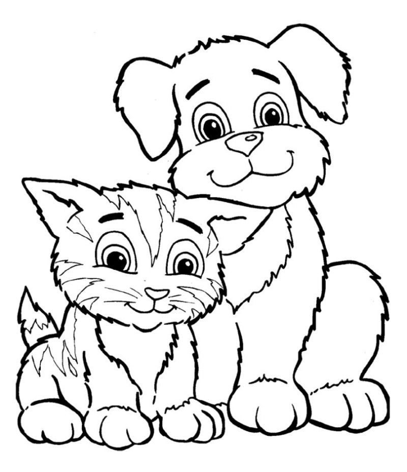 Baby Kitty Coloring Pages
 Baby Puppy And Kitten Coloring Pages Coloring Home