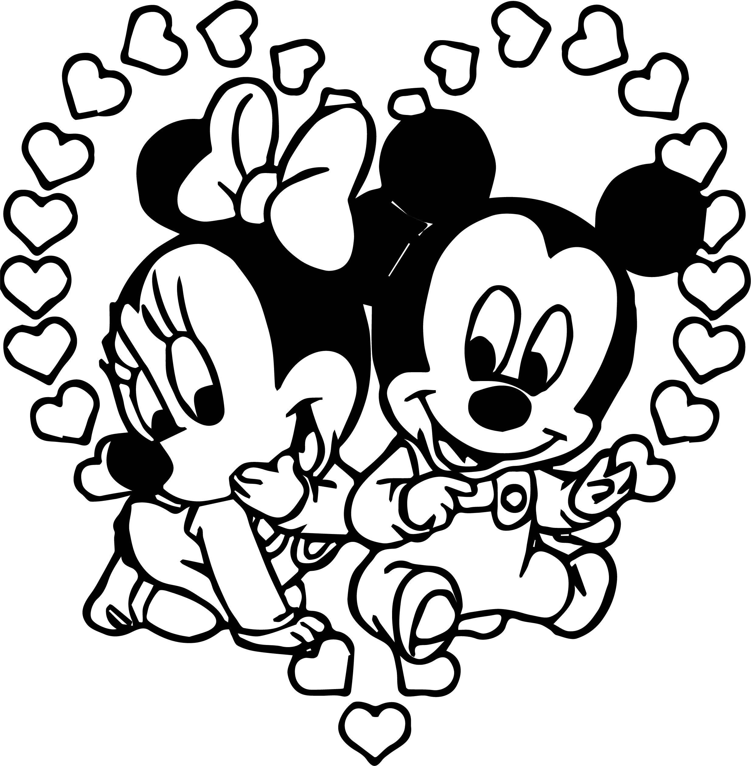 Baby Mickey Coloring Pages
 Baby Mickey And Minnie Heart Coloring Page
