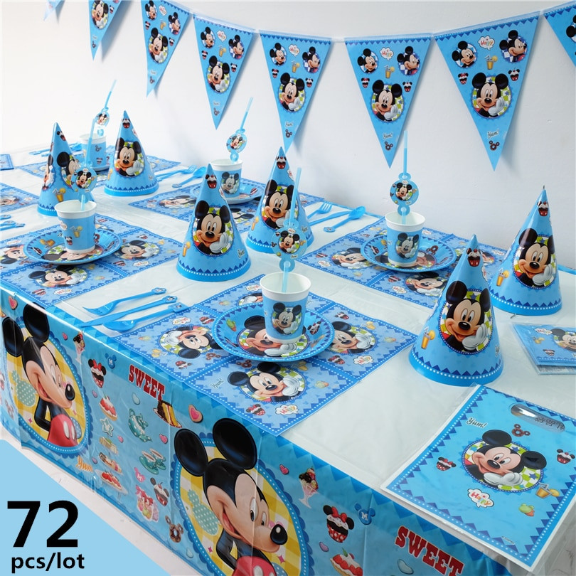 Baby Mickey Mouse Party Decorations
 72pcs Luxury Disney Mickey Mouse Theme baby shower Kids