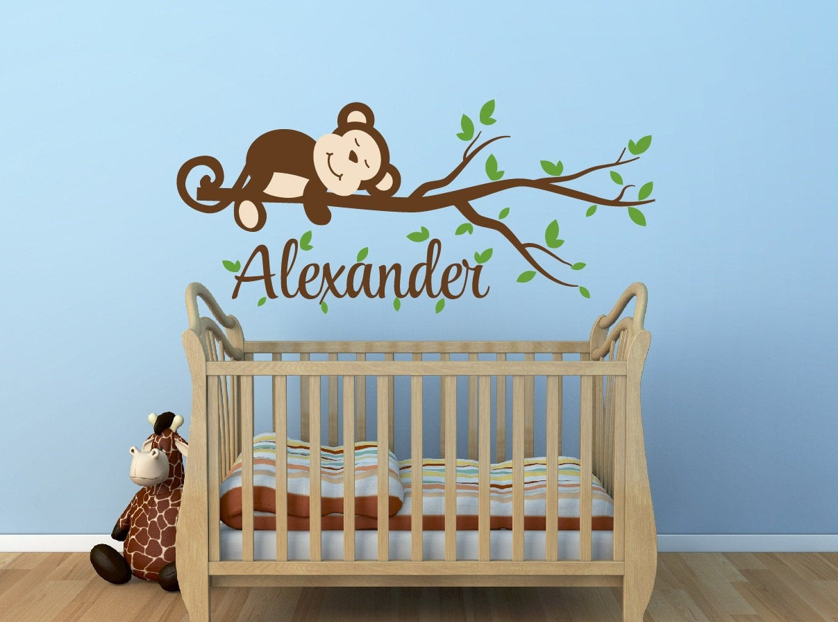 Baby Monkey Decor
 Monkey Decal Monkey Name Decal Nursery Decor Monkey Nursery