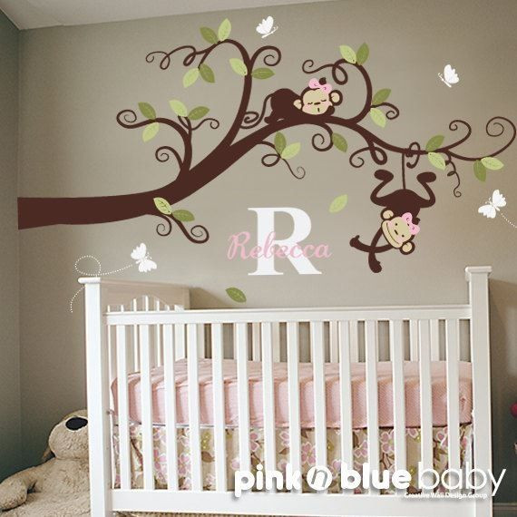 Baby Monkey Decor
 Cute monkey nursery for girls