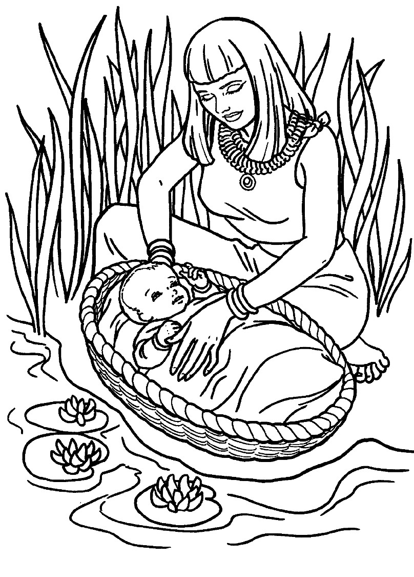 Baby Moses Coloring Pages
 Cute Baby Moses With Mom Coloring Pages For Little Kids
