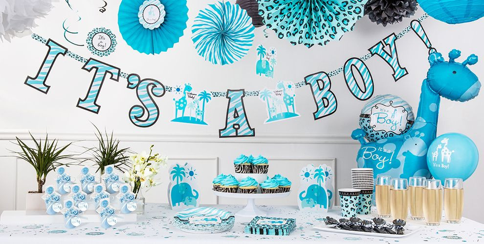 Baby Shower Decorations Party City
 Blue Safari Baby Shower Decorations Party City