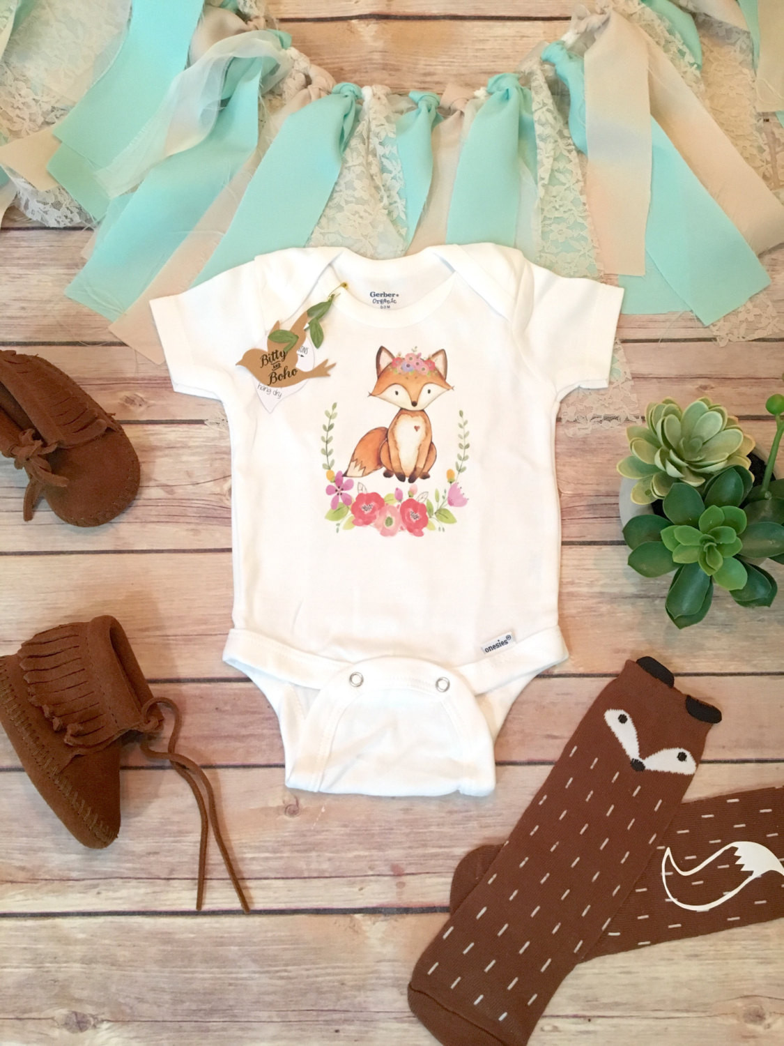 Baby Shower Fashion
 Fox esie Baby Girl Clothes Boho Baby Clothes Baby Shower