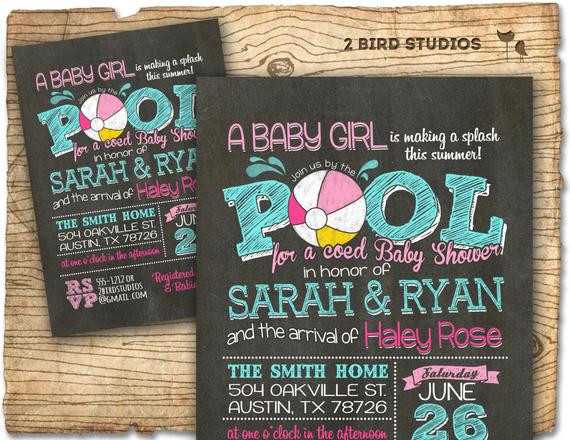 Baby Shower Pool Party Ideas
 Pool party baby shower invitation summer baby shower