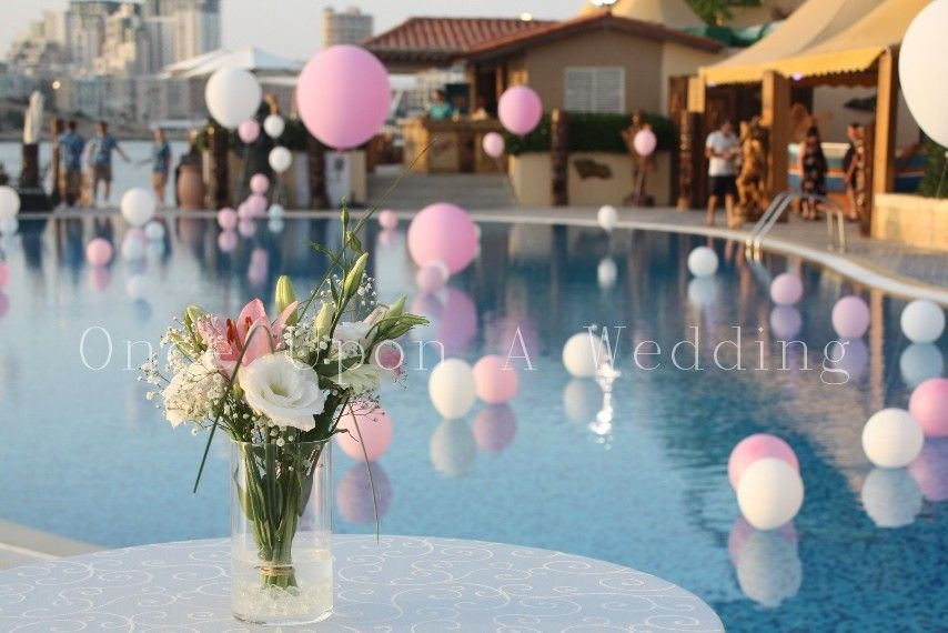 Baby Shower Pool Party Ideas
 Pool Decoration in pink and white