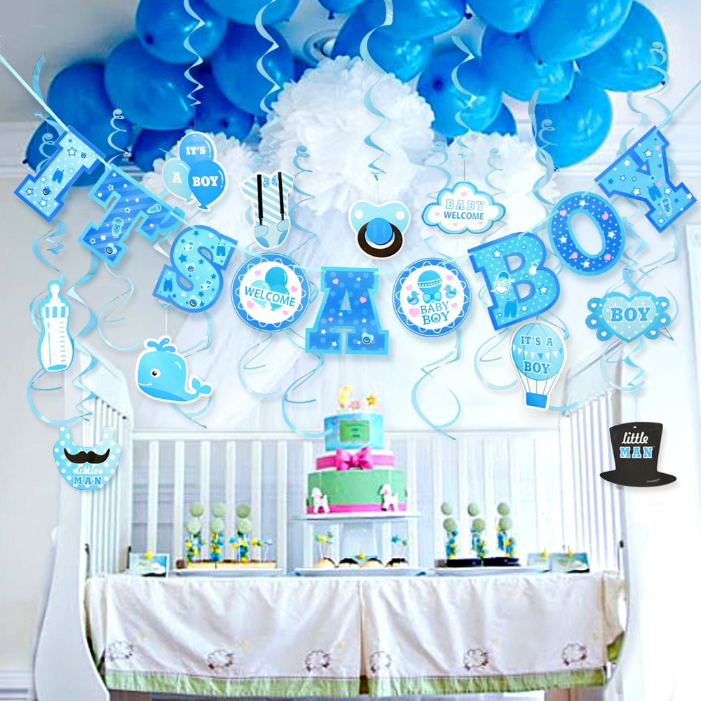 Baby Shower Room Decorations
 Baby Shower Swirl Hanging Room Decorations Kit Blue For