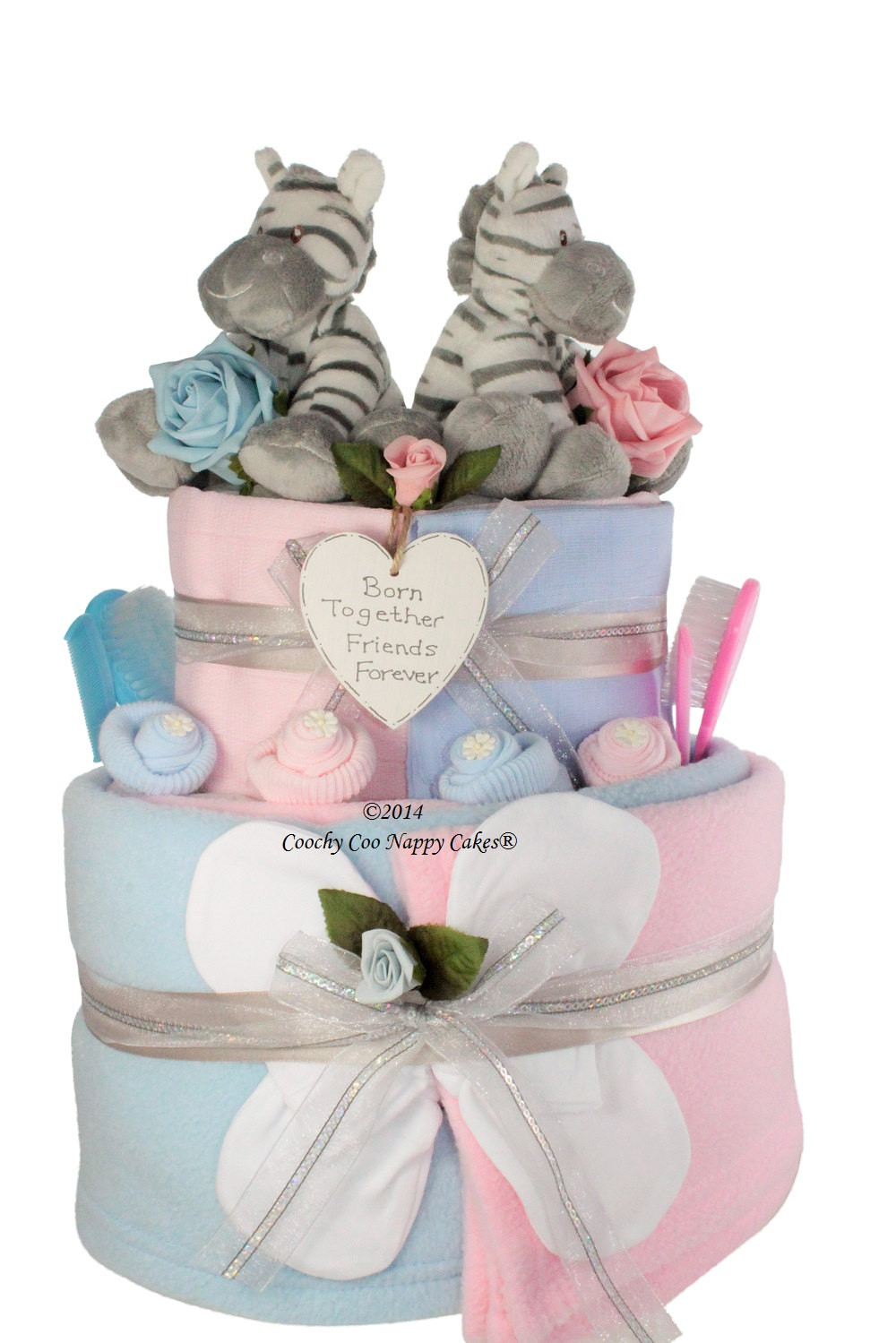 Baby Twins Gift Ideas
 Extra Two Tier Twin Baby Nappy Cake baby shower Gift