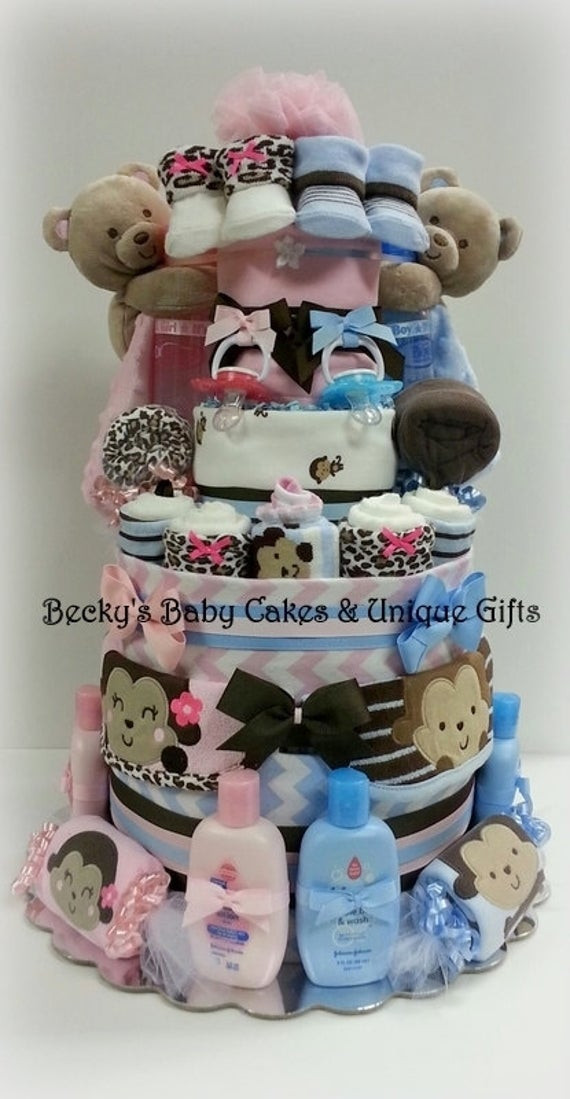 Baby Twins Gift Ideas
 Items similar to Twin Diaper Cake Boy & Girl Twin Baby