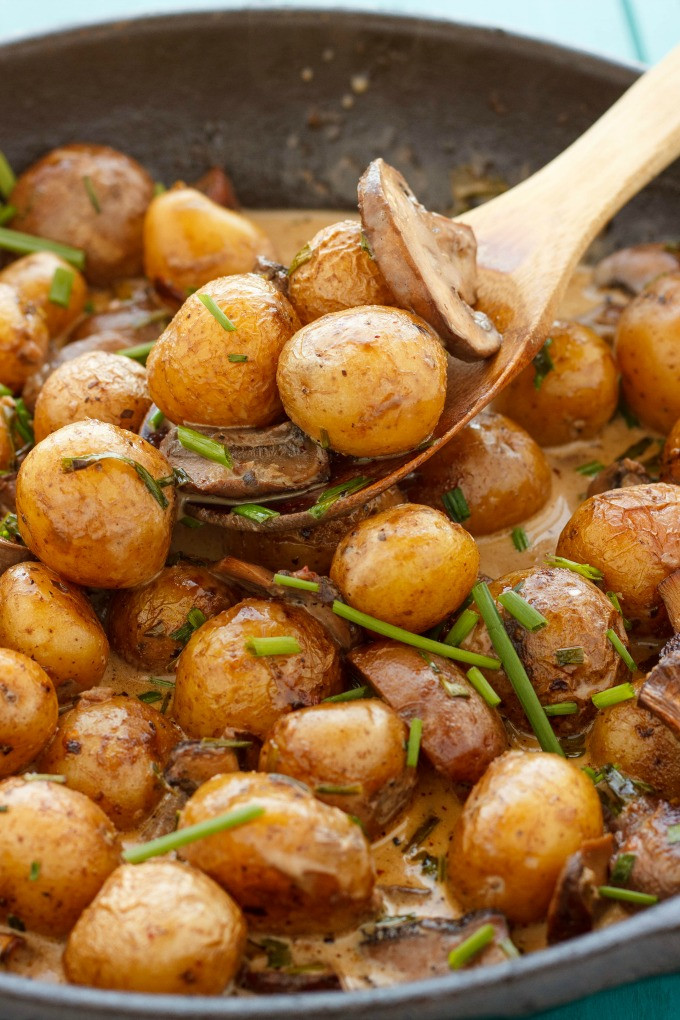 Baby White Potatoes Recipes
 Roasted Baby Potatoes in a Homemade Mushroom Sauce The