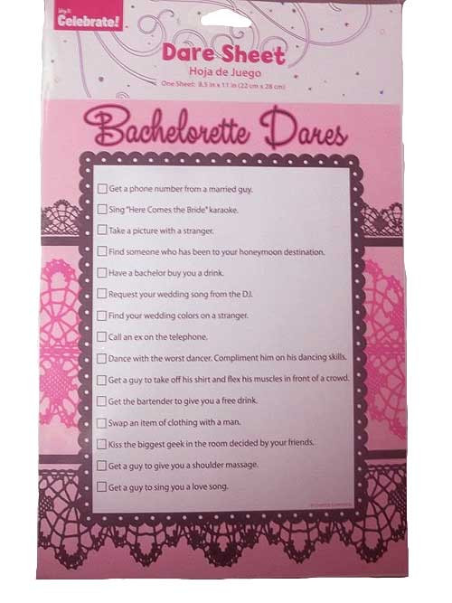Bachelorette Party Dares Ideas
 Bachelorette Party Supplies & Favors Bachelorette Dare
