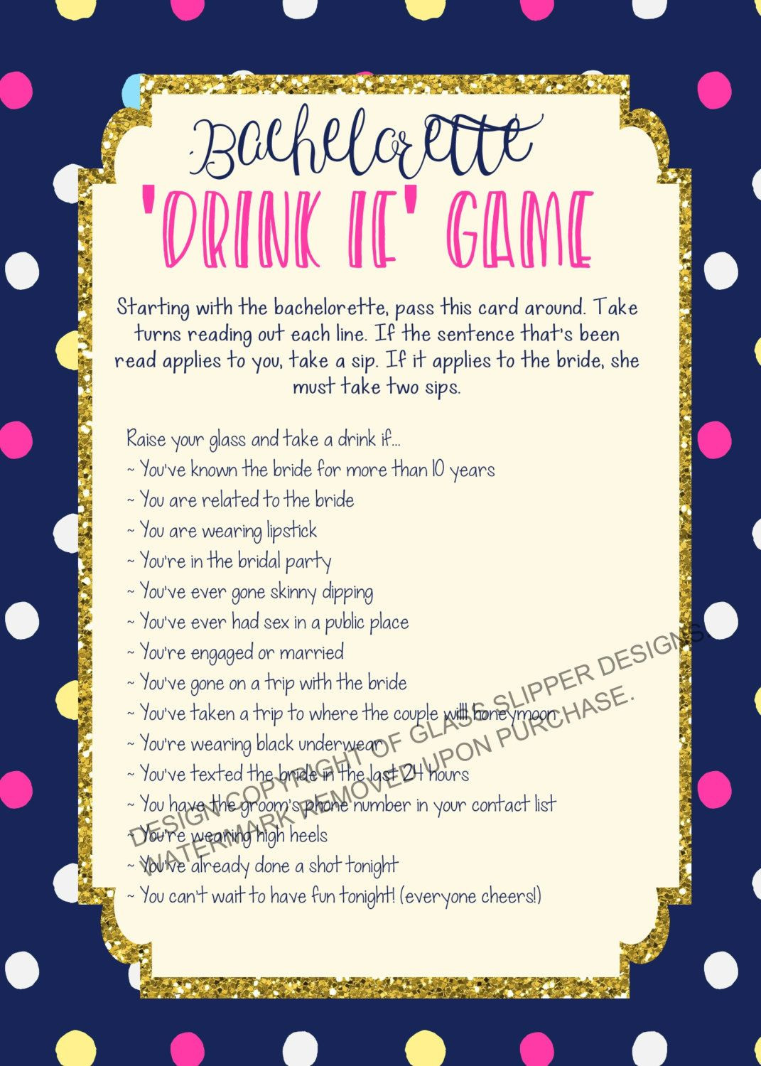 Bachelorette Party Game Ideas
 Printable bachelorette game bachelorette drinking game