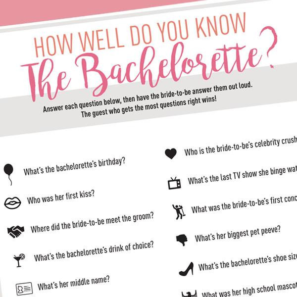 Bachelorette Party Games Ideas
 Bachelorette Party Game Printable How Well Do You Know