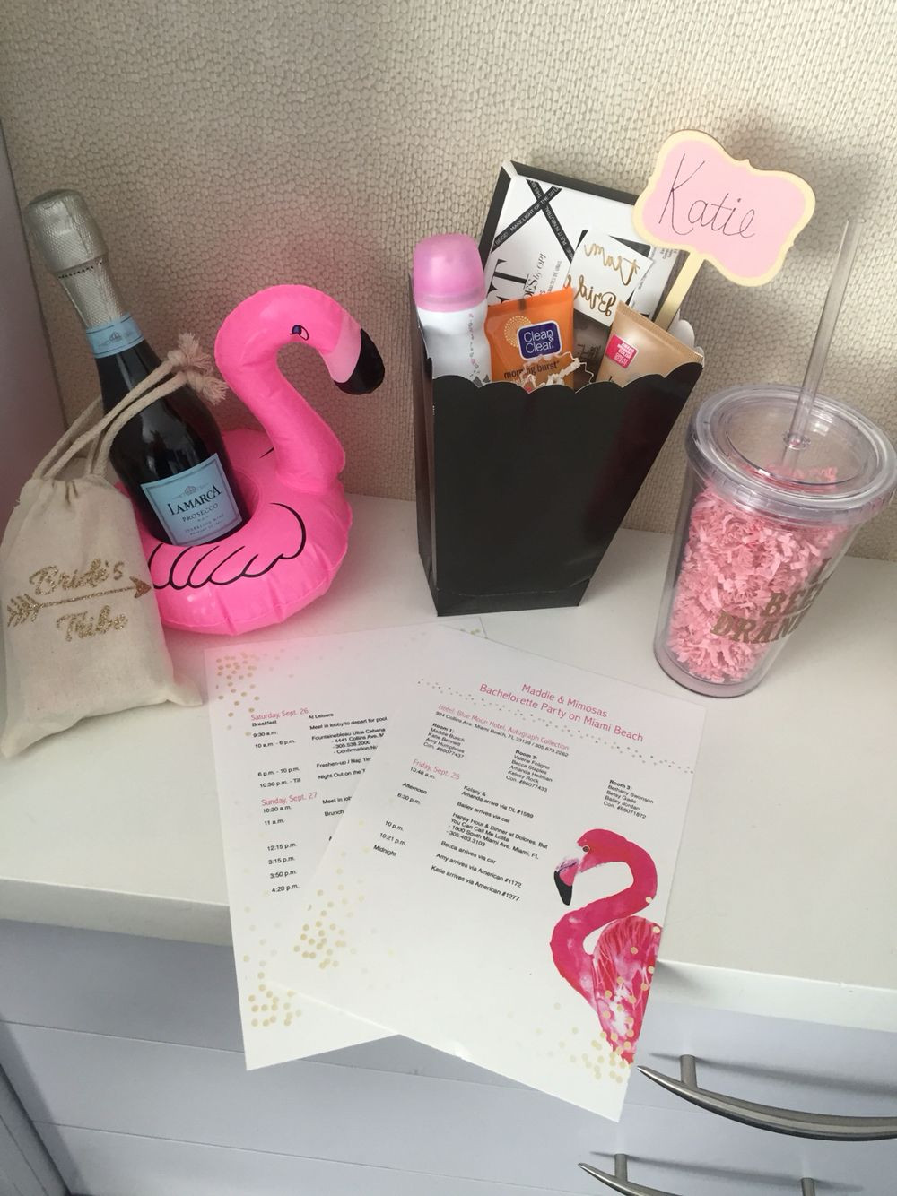 Bachelorette Party Gift Bag Ideas
 Flamingo bachelorette party t bags