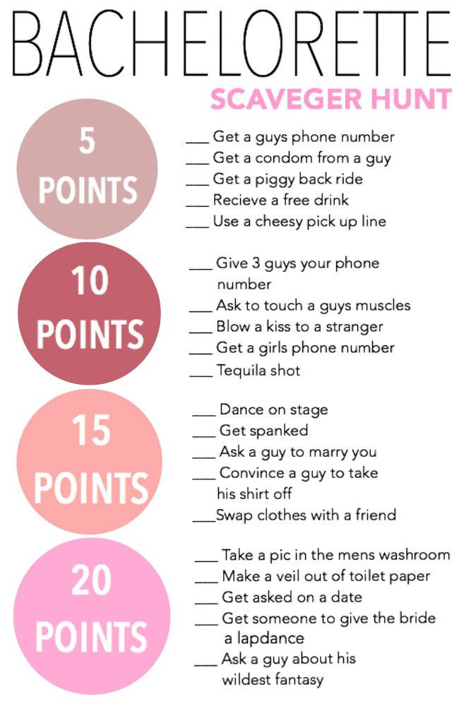 Bachelorette Party Scavenger Hunt Ideas
 I made this for saturday haha bachelorette party
