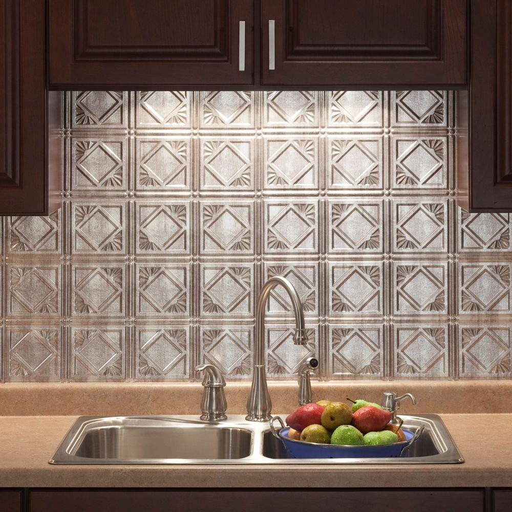 Backsplash For Kitchen Home Depot
 18 in x 24 in Traditional 4 PVC Decorative Backsplash