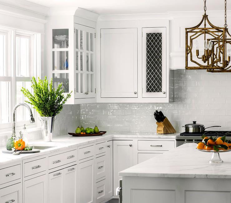 Backsplash For White Kitchen
 White Kitchen with White Glazed Subway Backsplash Tiles