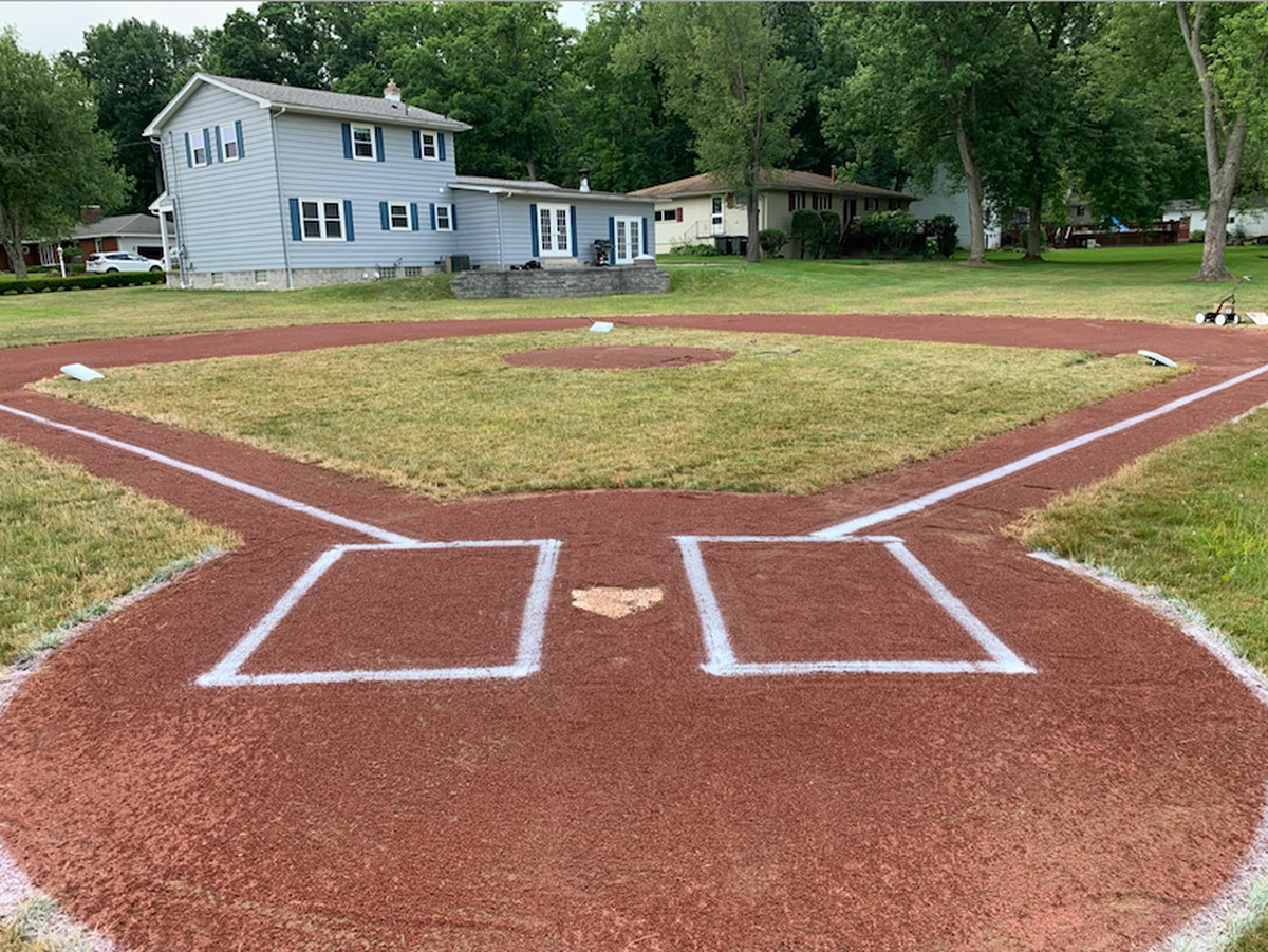Backyard Baseball Field
 Dad built the ‘Re Jake ’ professional looking backyard