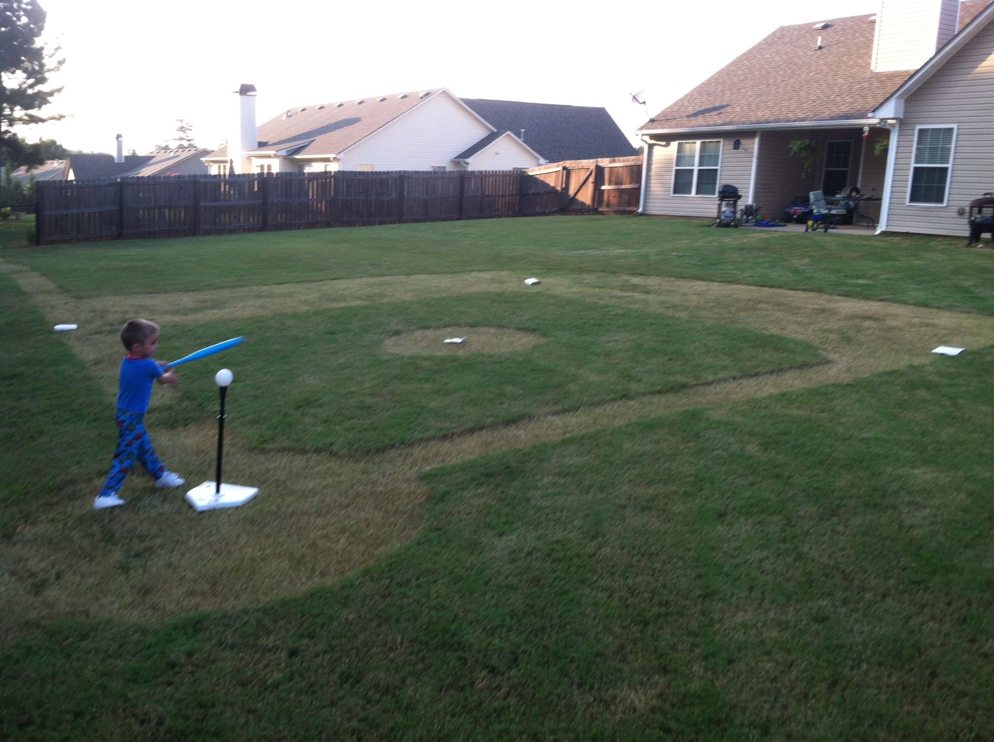 Backyard Baseball Field
 Backyard baseball field Daddy made this for Logan s